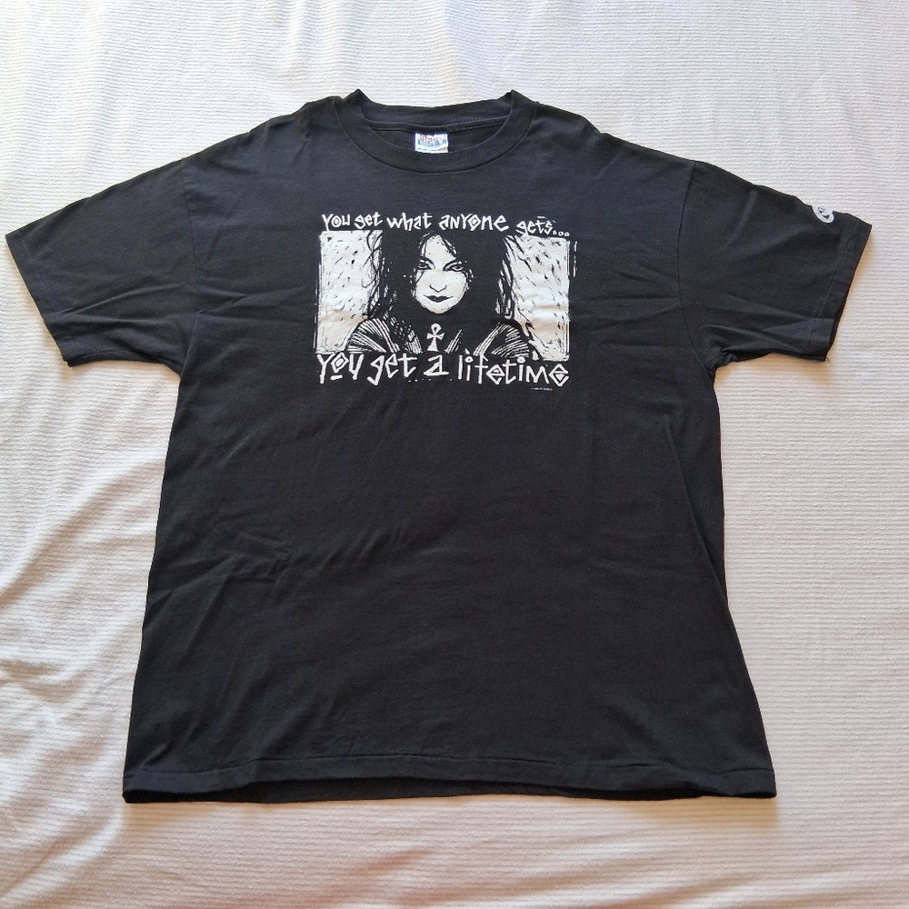 Vintage 1990s Hanes DC Vertigo Comics Sandman Death Black T-Shirt Adult XL